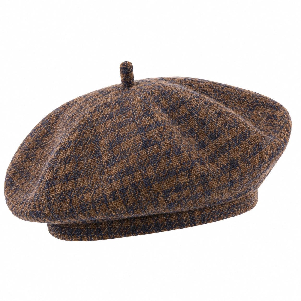 Basco taglia unica in tessuto marrone/blu stile classico