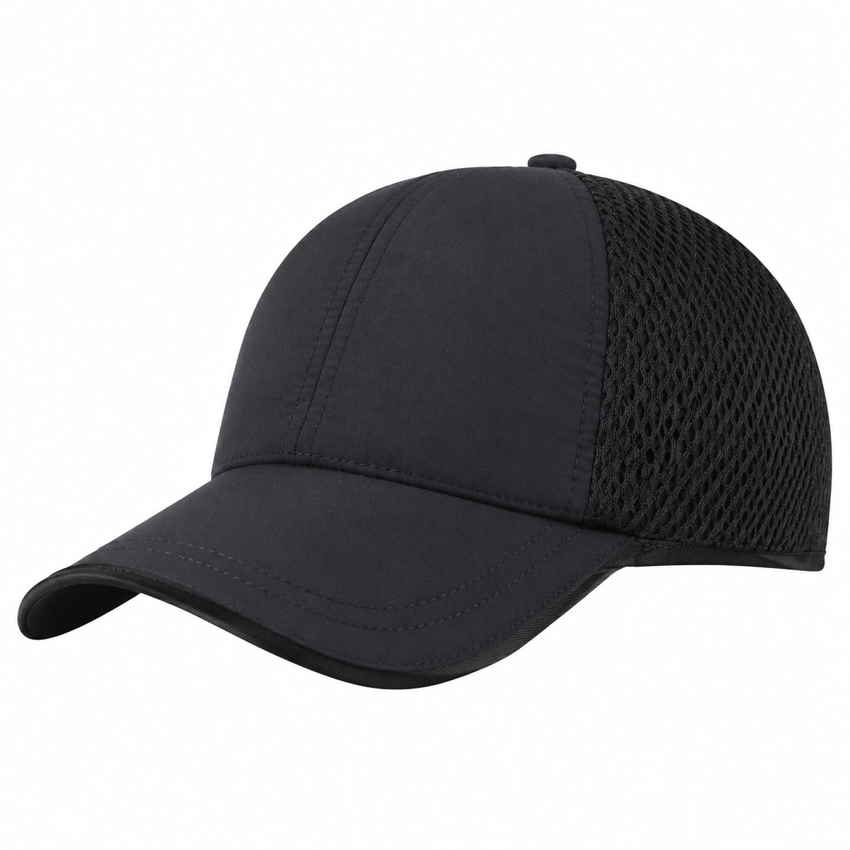 Cappellino da baseball taglia unica nero in tessuto con rete traspirante - stile sportivo