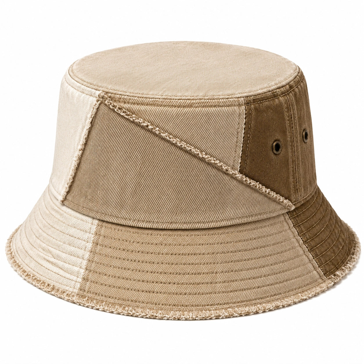 Cappello pescatore taglia unica in tessuto beige con tesa ampia stile casual