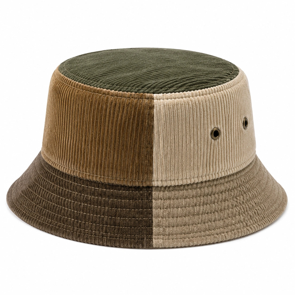 Cappello pescatore taglia unica in tessuto a coste marrone beige verde oliva stile casual