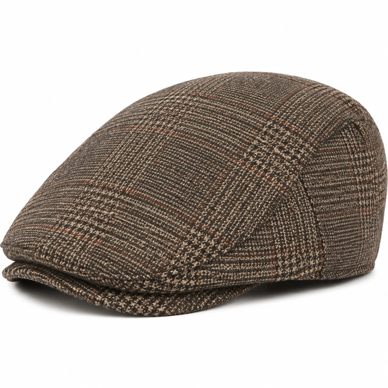 Cappello coppola taglia unica in tessuto marrone a quadri - stile classico per uso quotidiano
