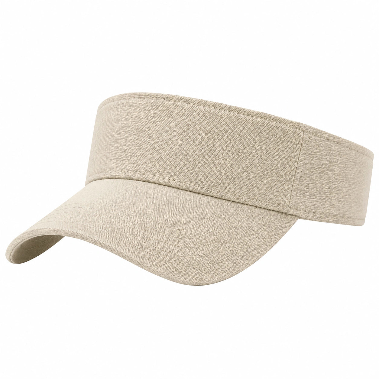 Visiera taglia unica in tessuto beige con tesa curva per uso quotidiano